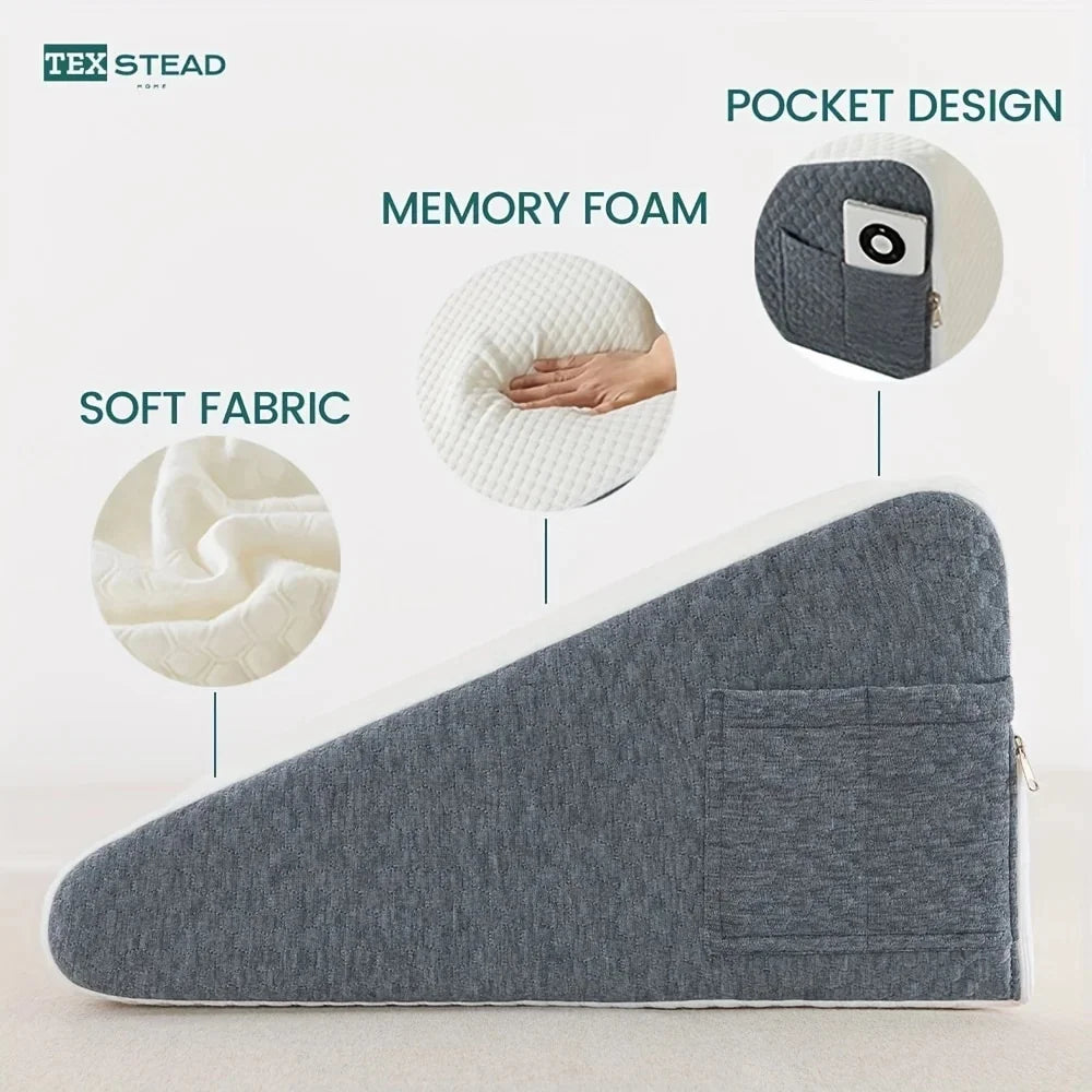 Wedge Pillow for Sleep Apnea & Acid Reflux Relief | Stylish and Chic Jacquard Pillowcase | Bed Wedge Pillow for Heartburn