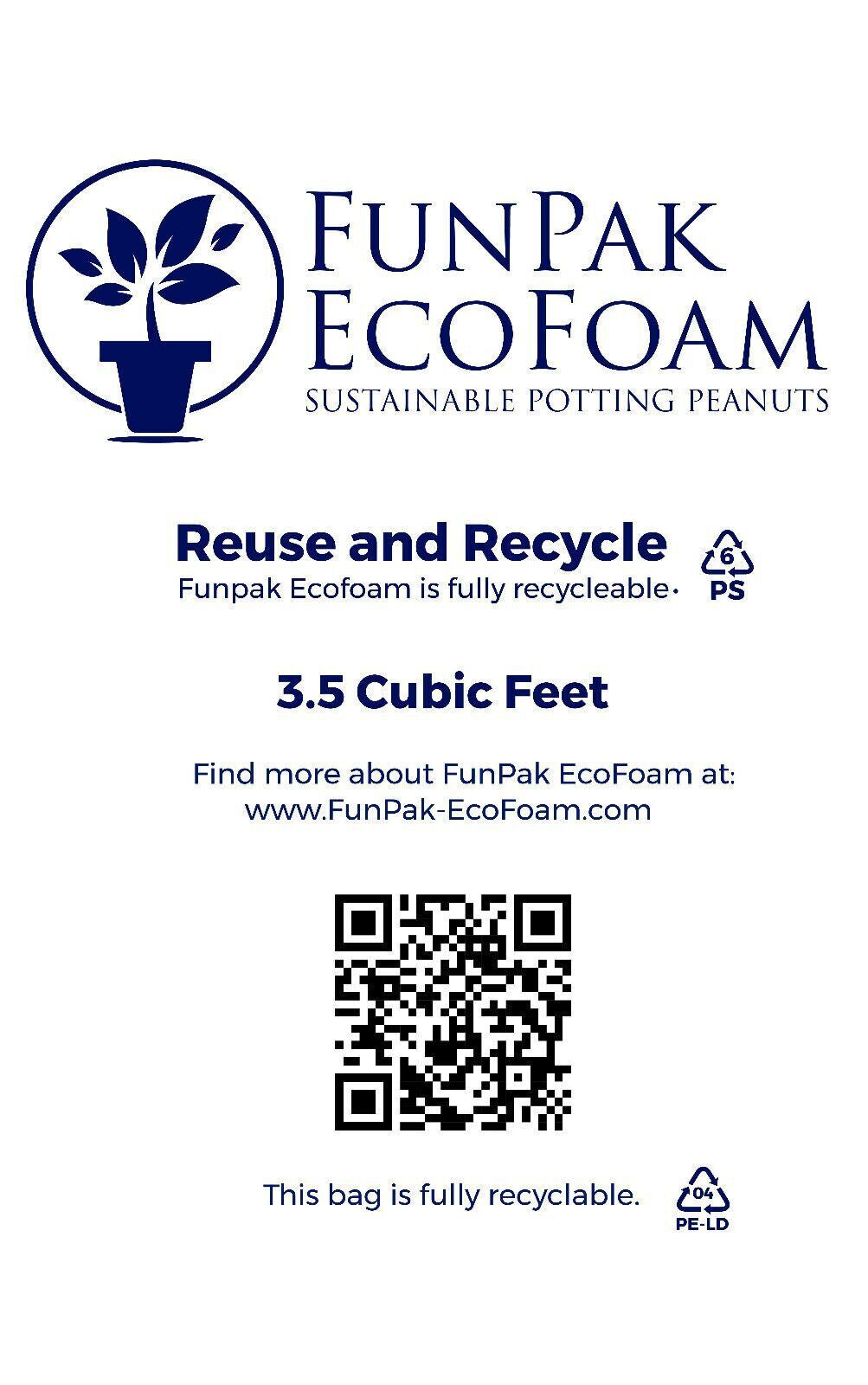 Bubblefast! Funpak Ecofoam Sustainable Potting Peanuts, 1.5 Cu. Ft.