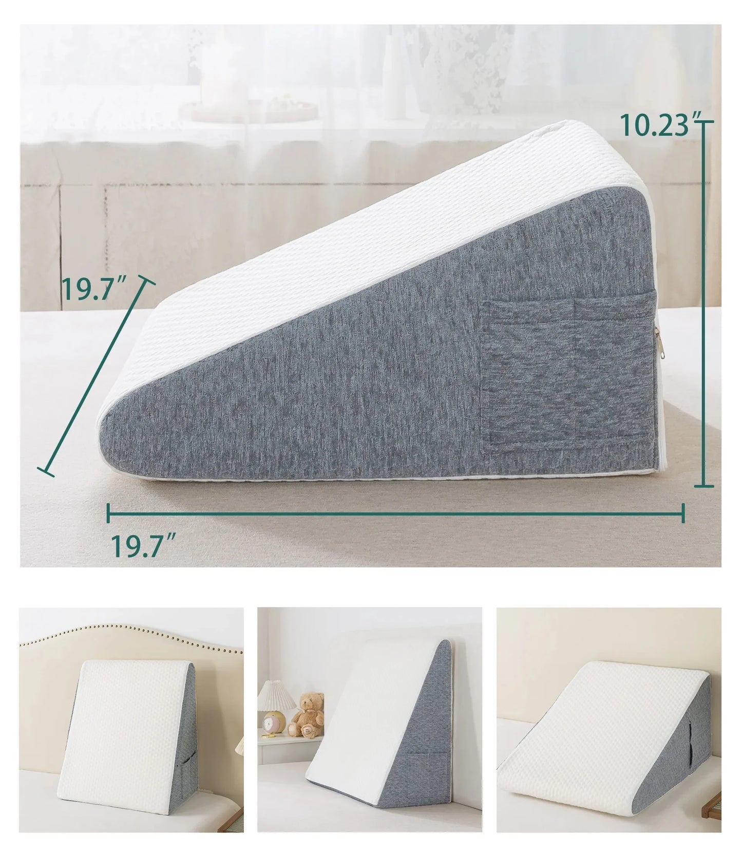 Wedge Pillow for Sleep Apnea & Acid Reflux Relief | Stylish and Chic Jacquard Pillowcase | Bed Wedge Pillow for Heartburn