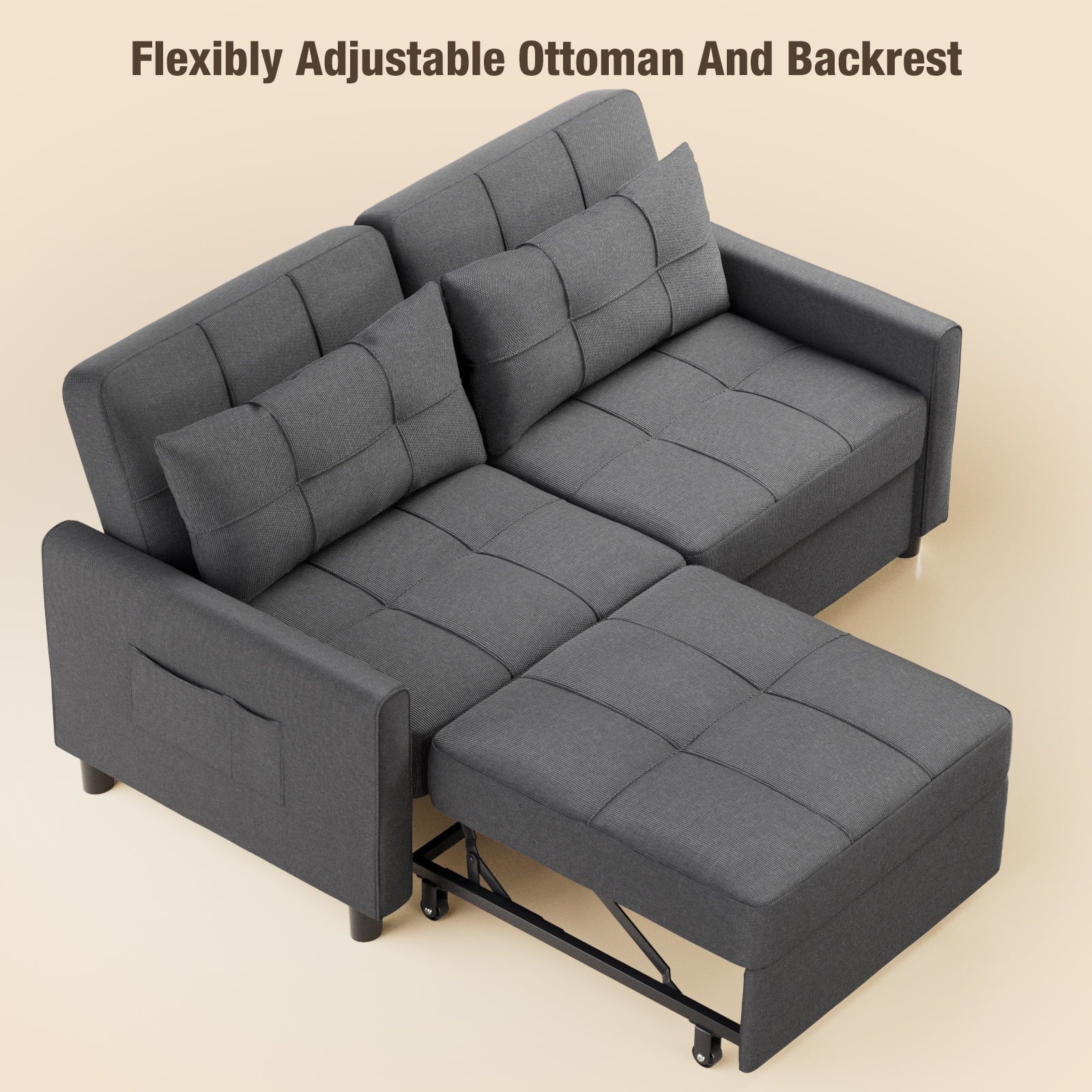 Sofa Bed, Convertible Sleeper Sofa Couch for Home Furniture and Small Space, Gray
