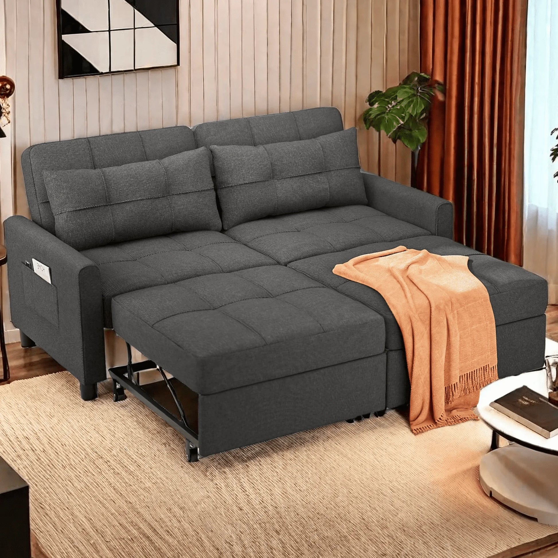 Sofa Bed, Convertible Sleeper Sofa Couch for Home Furniture and Small Space, Gray