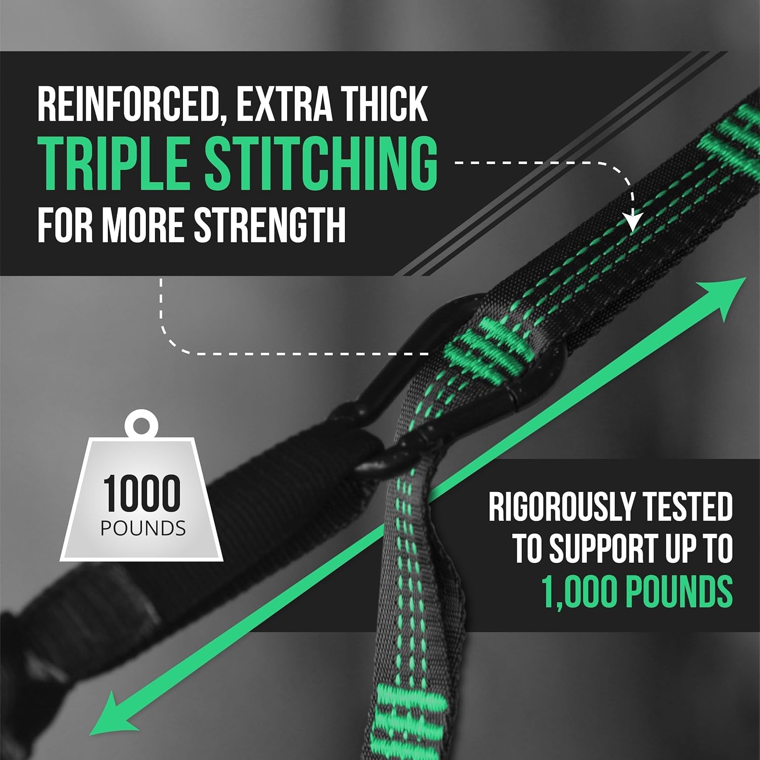 Kodiak Hammock Straps - 40 Combined Loops - 20 Feet Long - Holds 1000 Pounds from Our Extra Reinforced Triple Stitching - Get Our Hammock Tree Straps - Start up Company