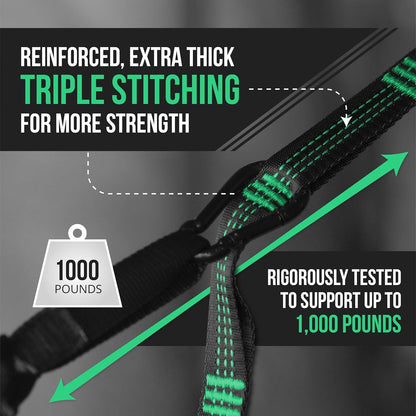 Kodiak Hammock Straps - 40 Combined Loops - 20 Feet Long - Holds 1000 Pounds from Our Extra Reinforced Triple Stitching - Get Our Hammock Tree Straps - Start up Company