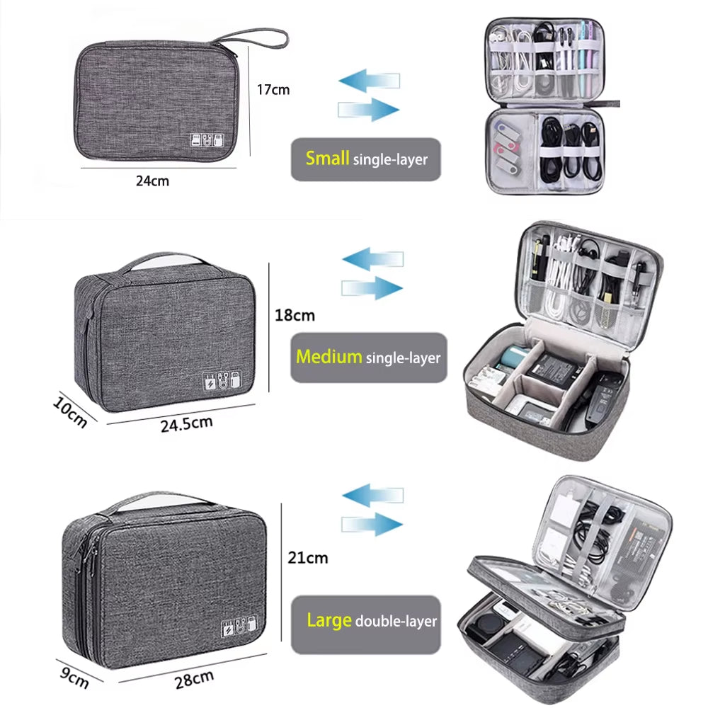 Cable Storage Bag Waterproof Digital Electronic Accessories Organizer Portable Travel Cable Organizer Case for Cable Charger