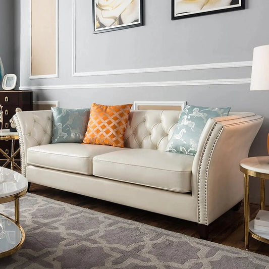 American Style Synthetic Leather 2 Seater Sofa Couch Living Room Furniture Luxury Chesterfield Sofas Set