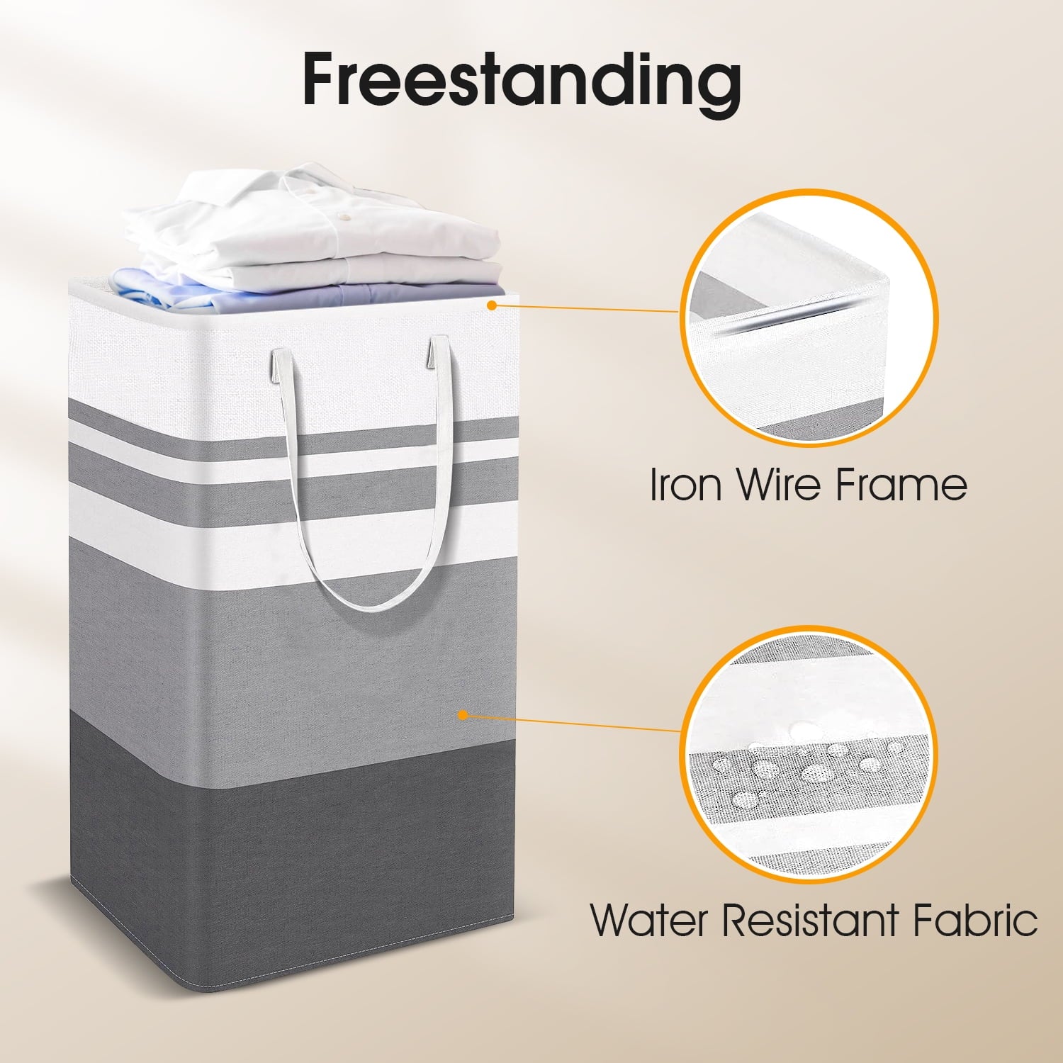 2Pack 75L Large Freestanding Laundry Hamper, Collapsible Laundry Basket Hamper with Handles Waterproof Clothes Hamper Organizer for Easy Storage