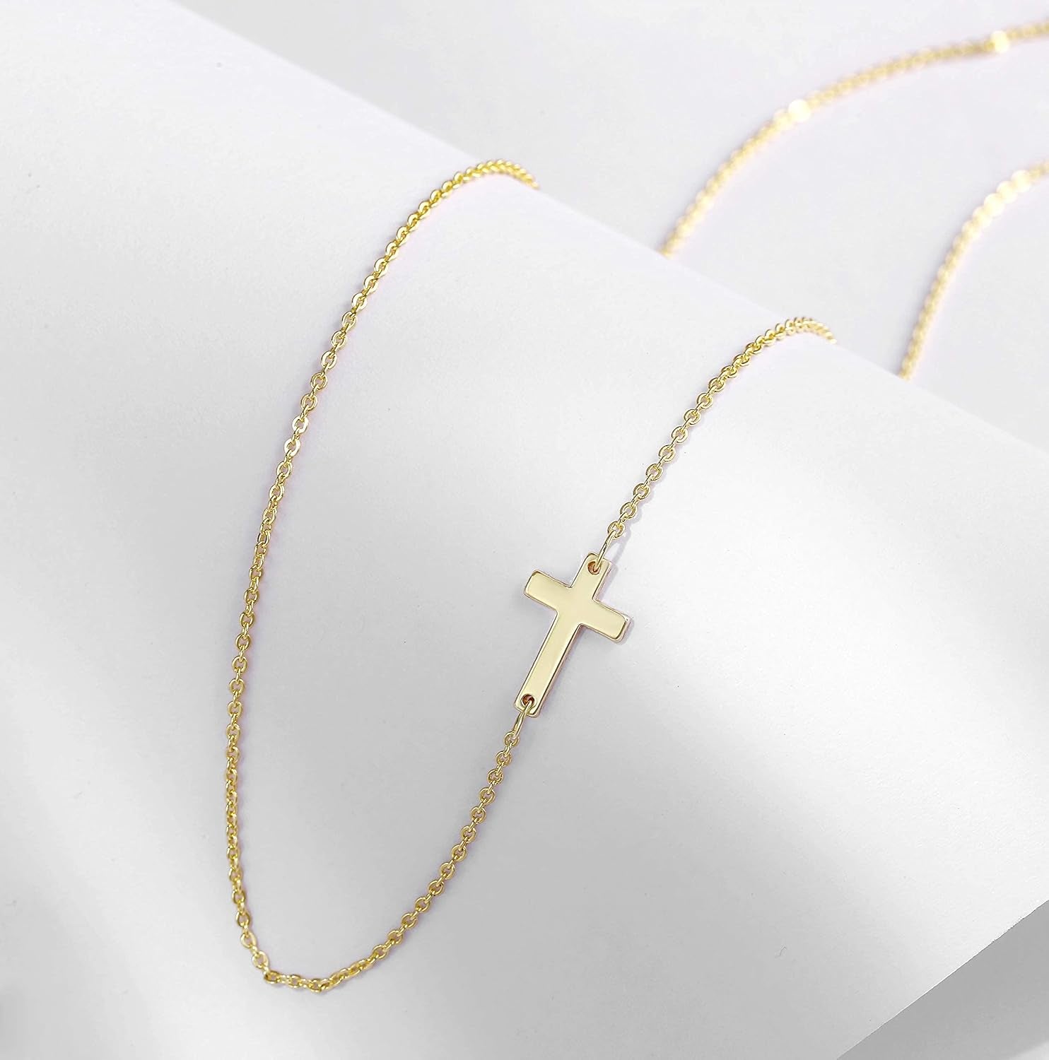 18K Gold/Silver Plated Simple Evil Eye Turquoise Cross Pendant Choker Necklace Simple Tiny Necklace for Women Girls