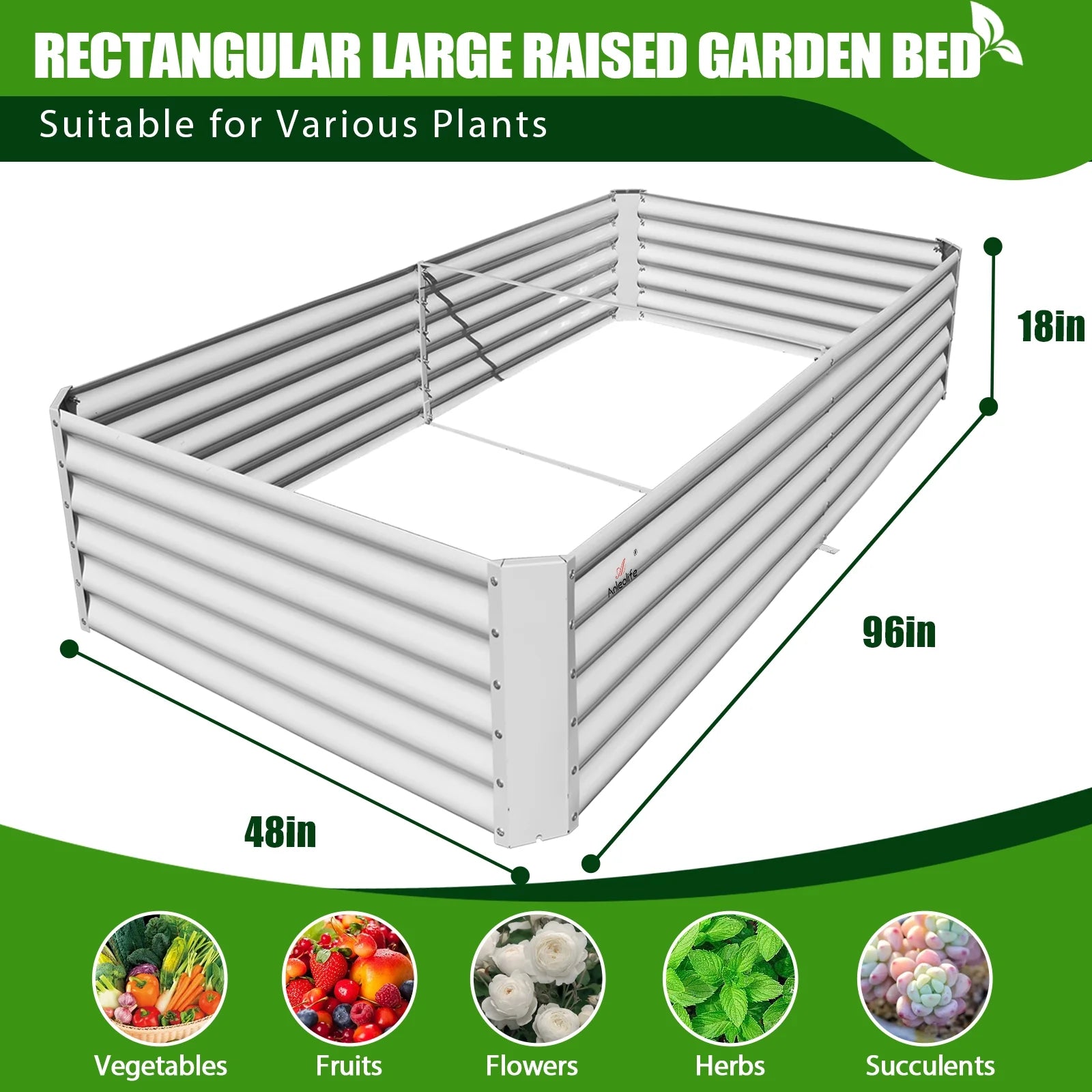 Outdoor Garden Bed Galvanized, Quartz Grey Steel, 15 Ft