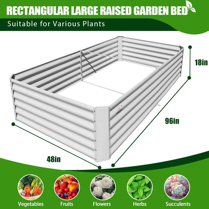 Outdoor Garden Bed Galvanized, Quartz Grey Steel, 15 Ft