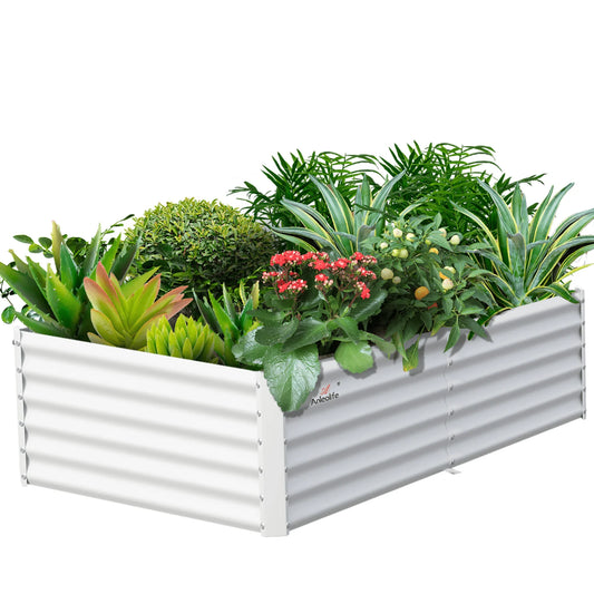Outdoor Garden Bed Galvanized, Quartz Grey Steel, 15 Ft