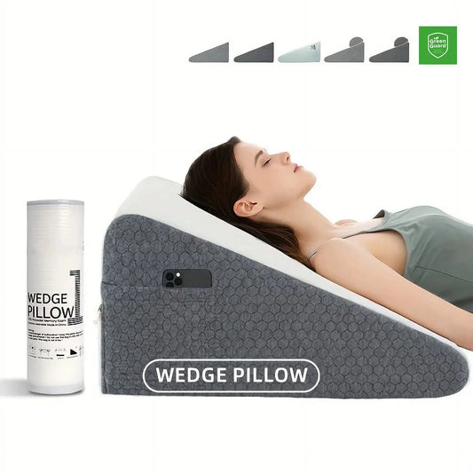Wedge Pillow for Sleep Apnea & Acid Reflux Relief | Stylish and Chic Jacquard Pillowcase | Bed Wedge Pillow for Heartburn