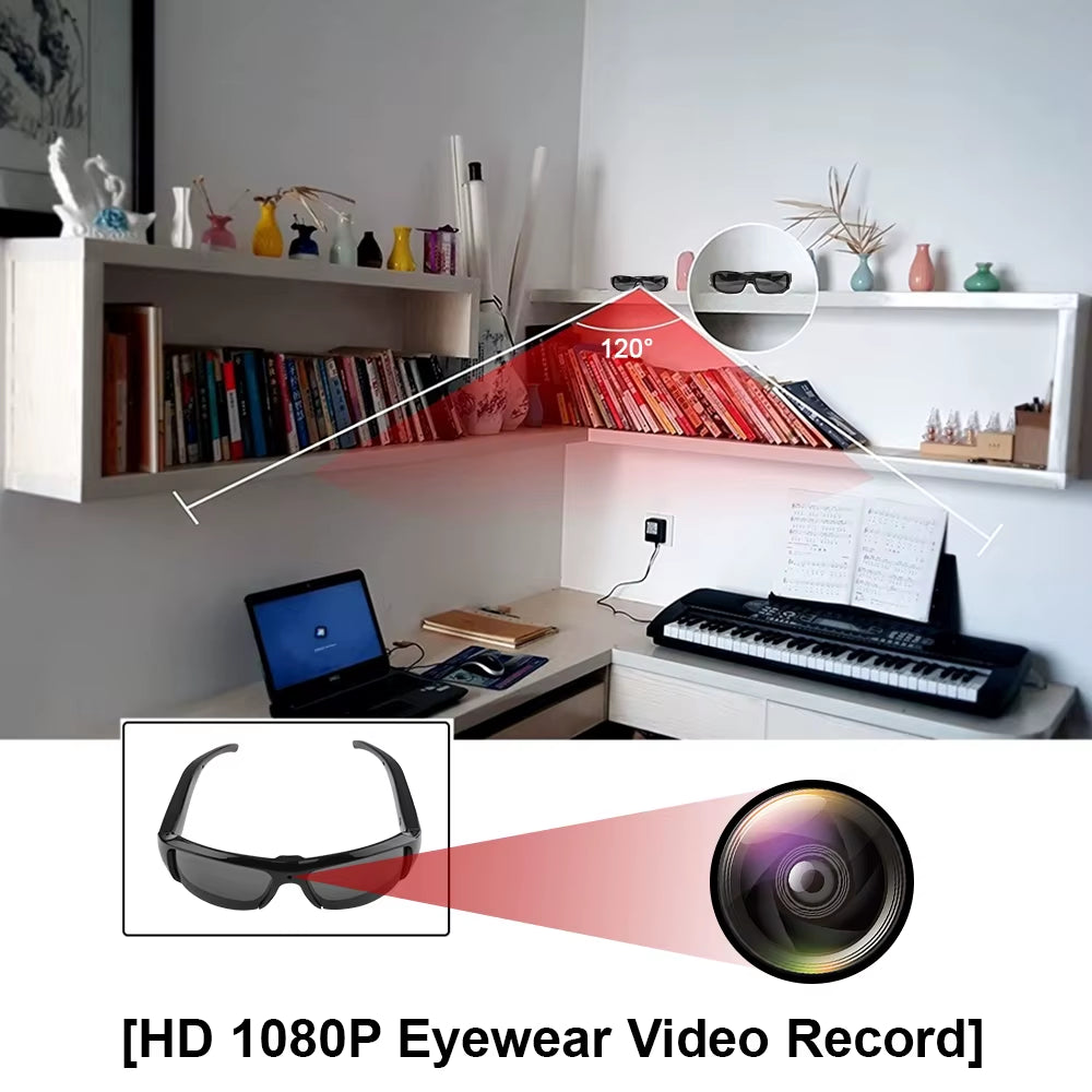 1080P HD Mini Camera Glasses Portable Camera DVR Video Recorder Outdoor Sports Camera Recorder Wearable Bike Smart Sunglasses