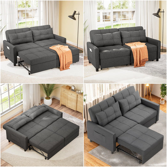 Sofa Bed, Convertible Sleeper Sofa Couch for Home Furniture and Small Space, Gray