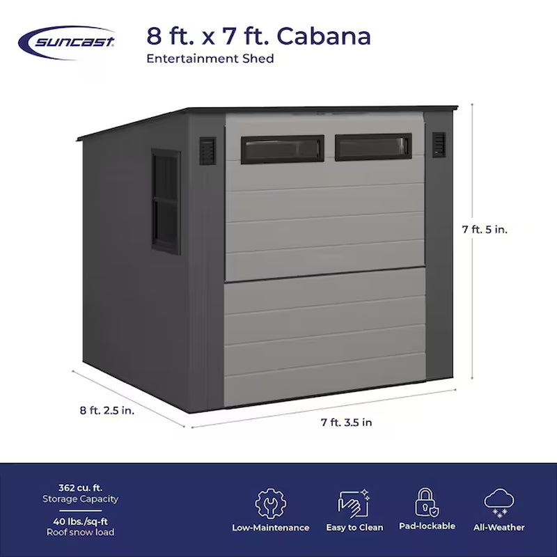 8-Ft X 7-Ft Resin Shed Resin Storage Shed (Floor Included)