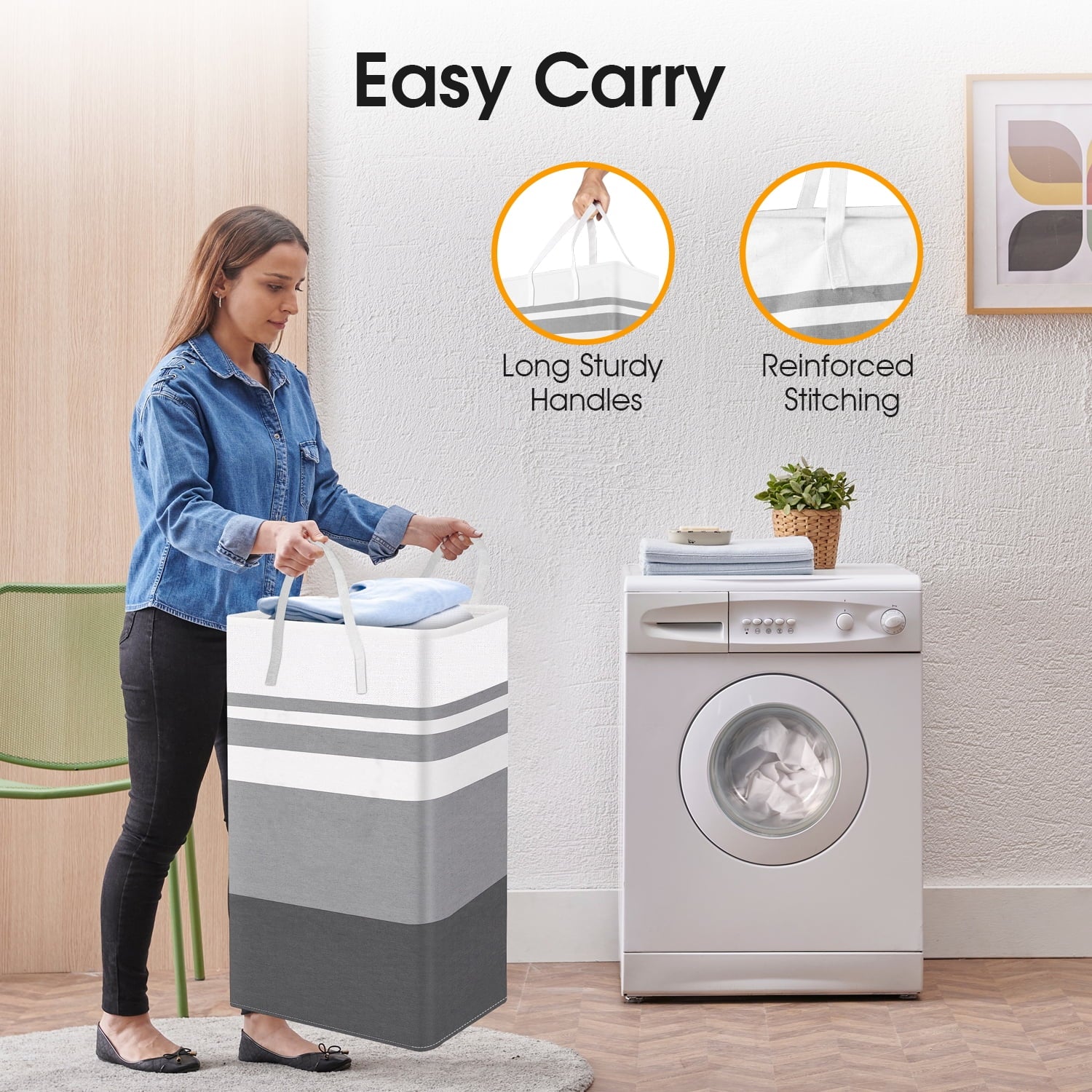 2Pack 75L Large Freestanding Laundry Hamper, Collapsible Laundry Basket Hamper with Handles Waterproof Clothes Hamper Organizer for Easy Storage