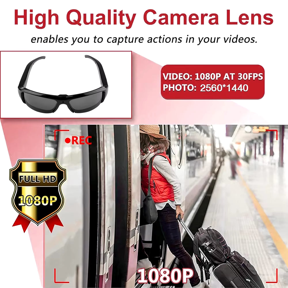 1080P HD Mini Camera Glasses Portable Camera DVR Video Recorder Outdoor Sports Camera Recorder Wearable Bike Smart Sunglasses