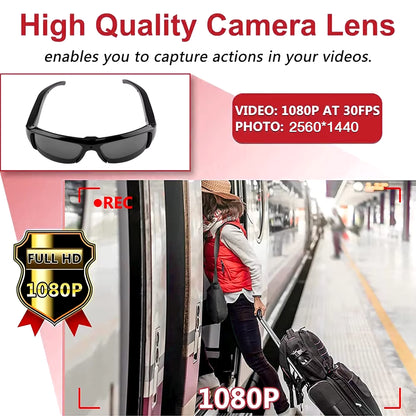 1080P HD Mini Camera Glasses Portable Camera DVR Video Recorder Outdoor Sports Camera Recorder Wearable Bike Smart Sunglasses