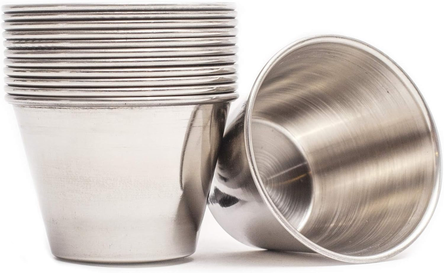 4 Oz Ramekin Stainless Steel Condiment Dipping Sauce Cups Au Jus Commercial Grade (12, 4 Oz)