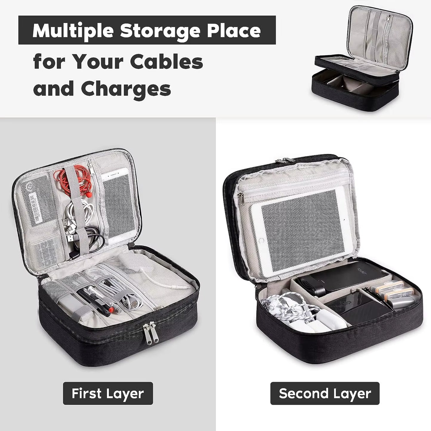 Cable Storage Bag Waterproof Digital Electronic Accessories Organizer Portable Travel Cable Organizer Case for Cable Charger