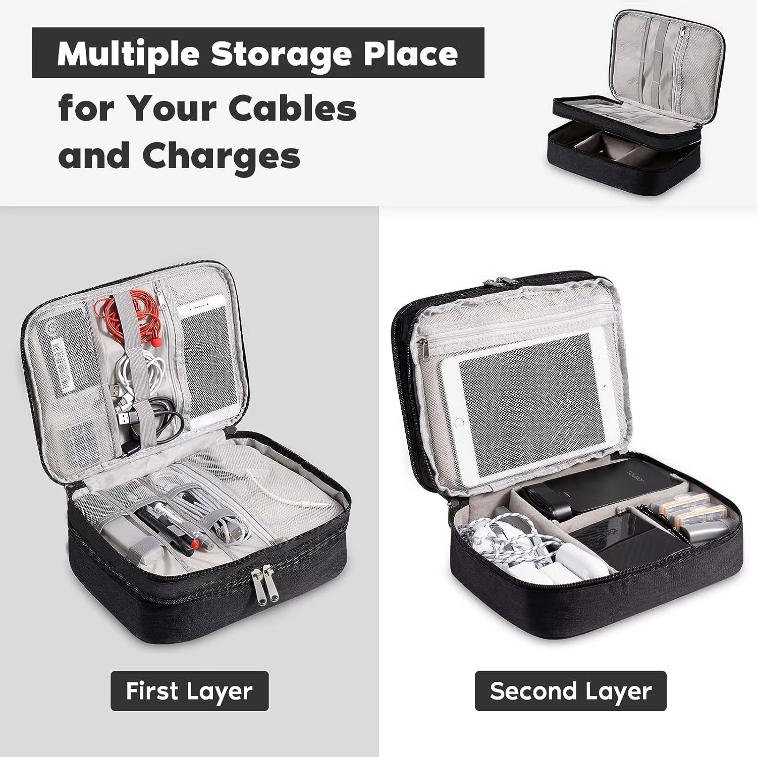 Cable Storage Bag Waterproof Digital Electronic Accessories Organizer Portable Travel Cable Organizer Case for Cable Charger