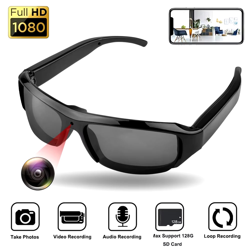 1080P HD Mini Camera Glasses Portable Camera DVR Video Recorder Outdoor Sports Camera Recorder Wearable Bike Smart Sunglasses