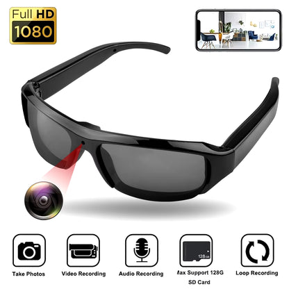 1080P HD Mini Camera Glasses Portable Camera DVR Video Recorder Outdoor Sports Camera Recorder Wearable Bike Smart Sunglasses