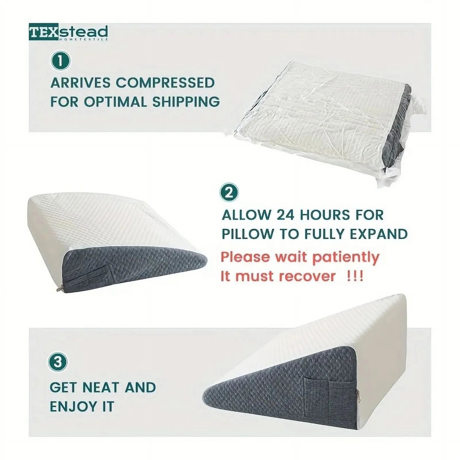 Wedge Pillow for Sleep Apnea & Acid Reflux Relief | Stylish and Chic Jacquard Pillowcase | Bed Wedge Pillow for Heartburn