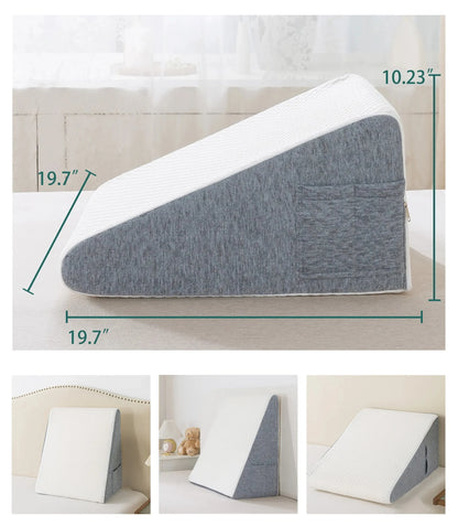 Wedge Pillow for Sleep Apnea & Acid Reflux Relief | Stylish and Chic Jacquard Pillowcase | Bed Wedge Pillow for Heartburn
